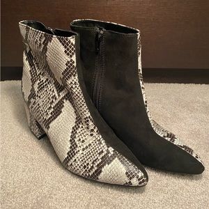 Bamboo boots. Black and white snake skin.